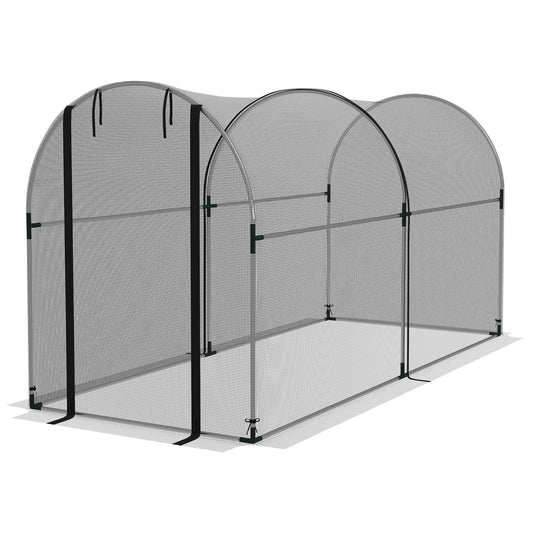 Outsunny greenhouse for plants with tunnel net, with zipper, 1.2x3x1.5m, black - Borgè