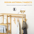 Hanging from the ground in bamboo wood with side shelves, 90x30x155cm - Borgè