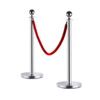 Silver Stainless Steel Retractable Bollard | with Red Rope | ф32 x 95cm - Borgè
