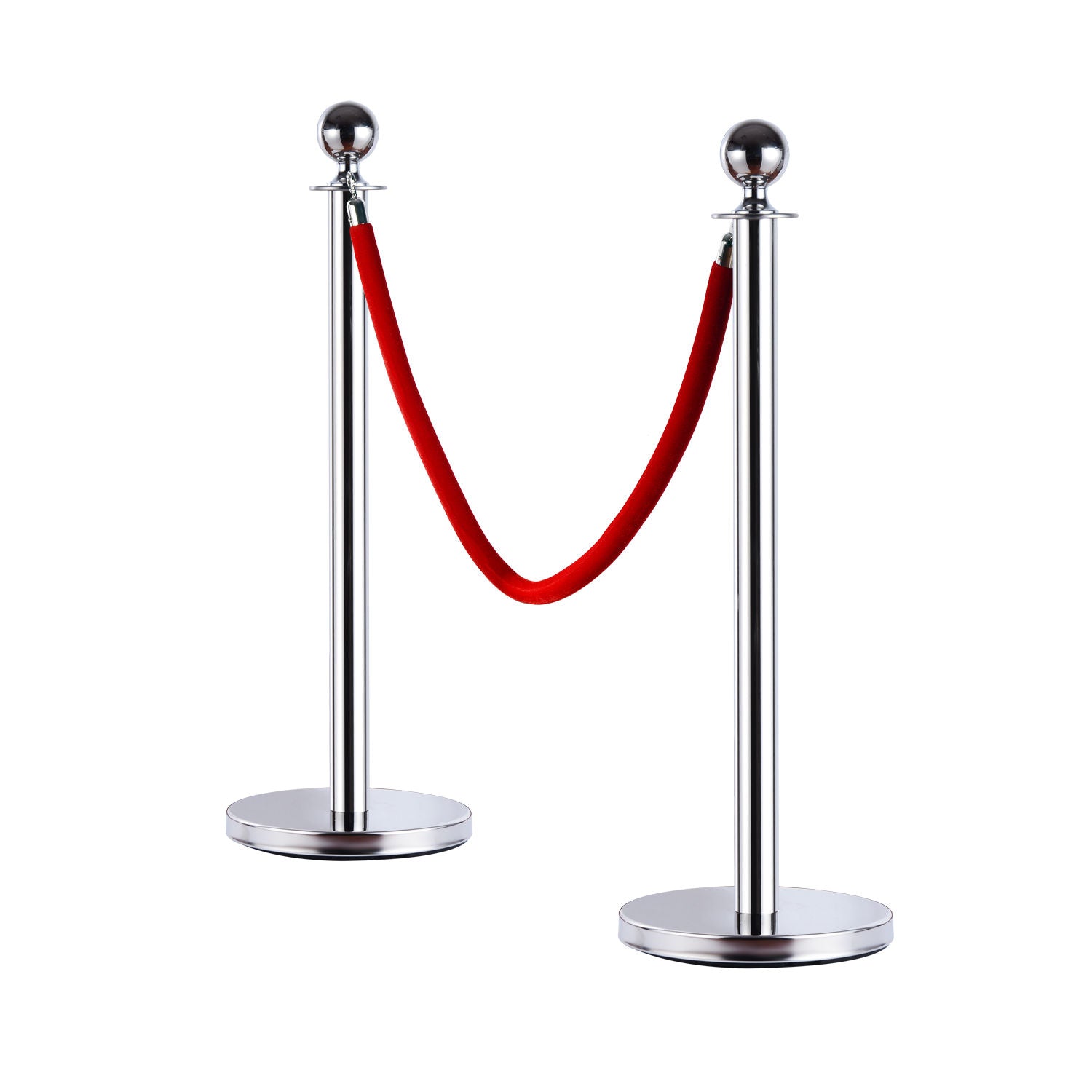 Silver Stainless Steel Retractable Bollard | with Red Rope | ф32 x 95cm - Borgè