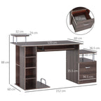 Desk for Chamber and Office with drawer and wooden shelf, 152x60x88cm, brown - Borgè