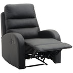 Relaxable relaxation armchair with padded seat and footrests, for home and office, in eco -leather, 80x91x102 cm, black - Borgè