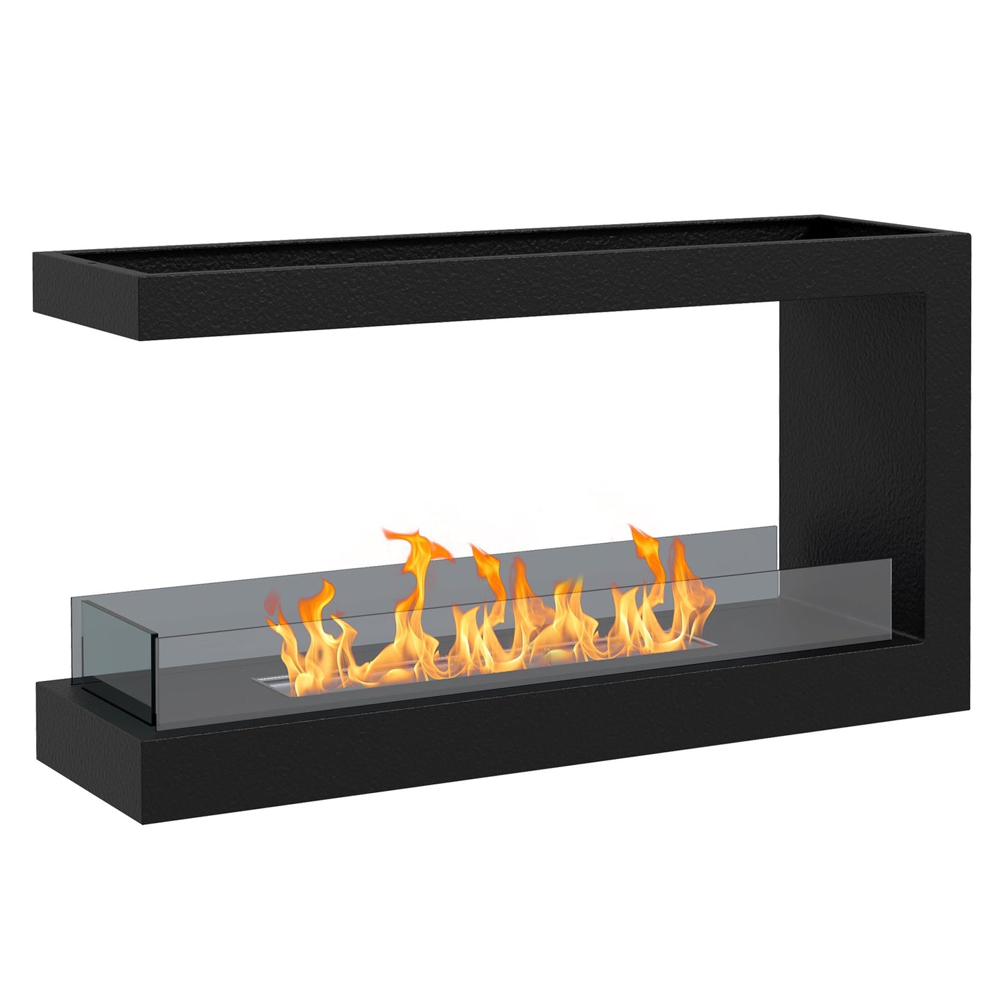 Bioethanol Fireplace with 3 sides with 2.4L burner and lasting 4 hours, 30ãŽ¡ cover, 100x30x55cm - Borgè