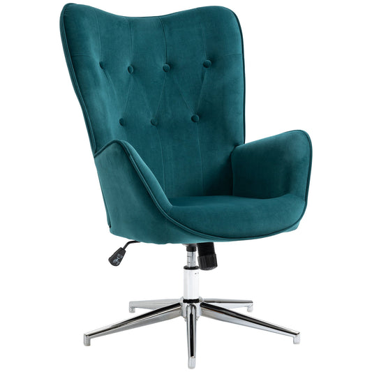 office chair and velvet living room, swivel with armrests and adjustable height, blue - Borgè