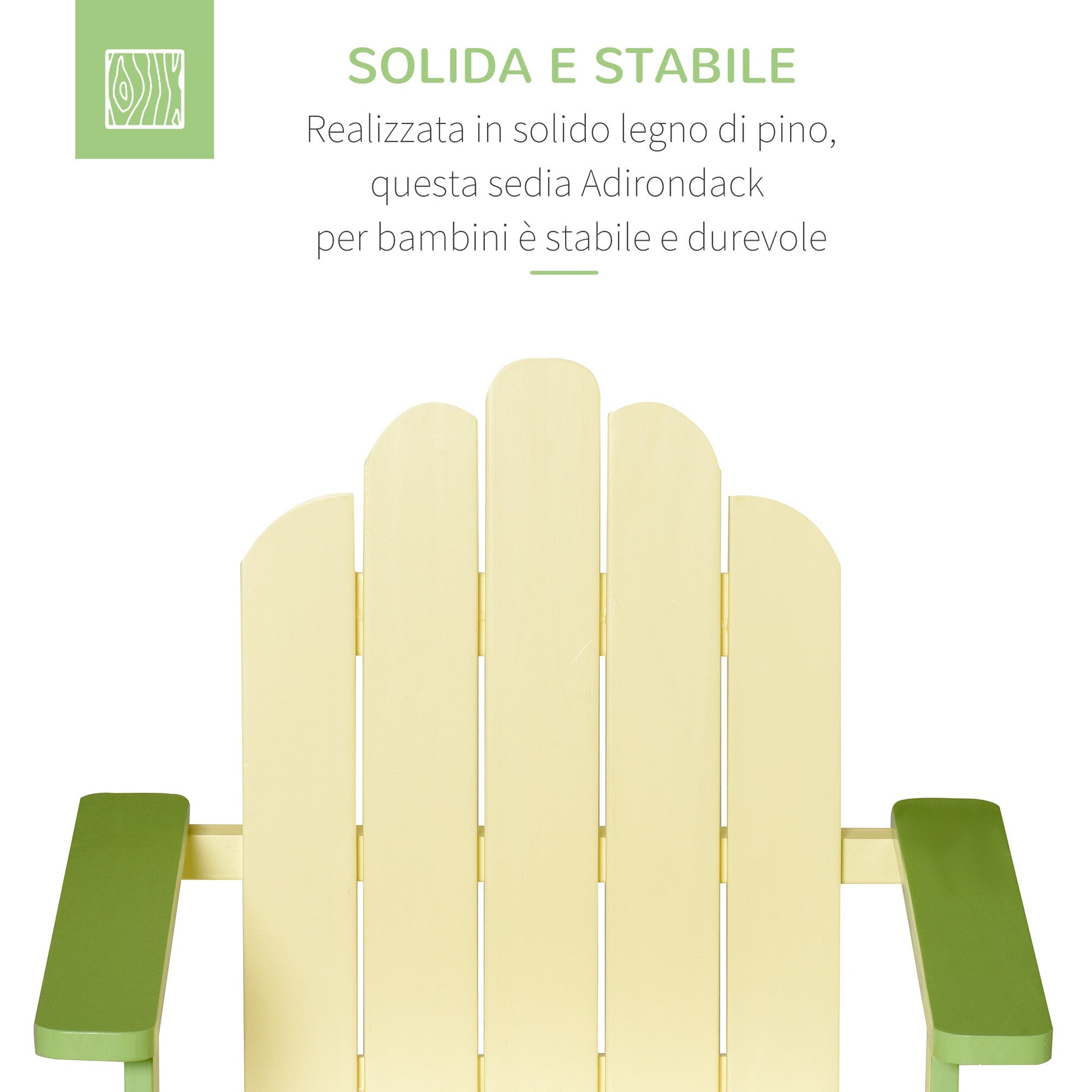 Outsunny Children's Chair Board of Arrondack in Green Pino Wood - Borgè