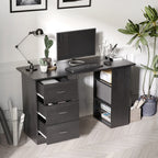 Homcom PC Desk with 3 shelves and 3 drawers per room and office, in MDF wood, 120x49x72 cm, black - Borgè
