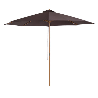 Outsunny garden umbrella with wooden pole and 8 sticks, anti -UV polyester parasols, φ300x250cm, coffee - Borgè