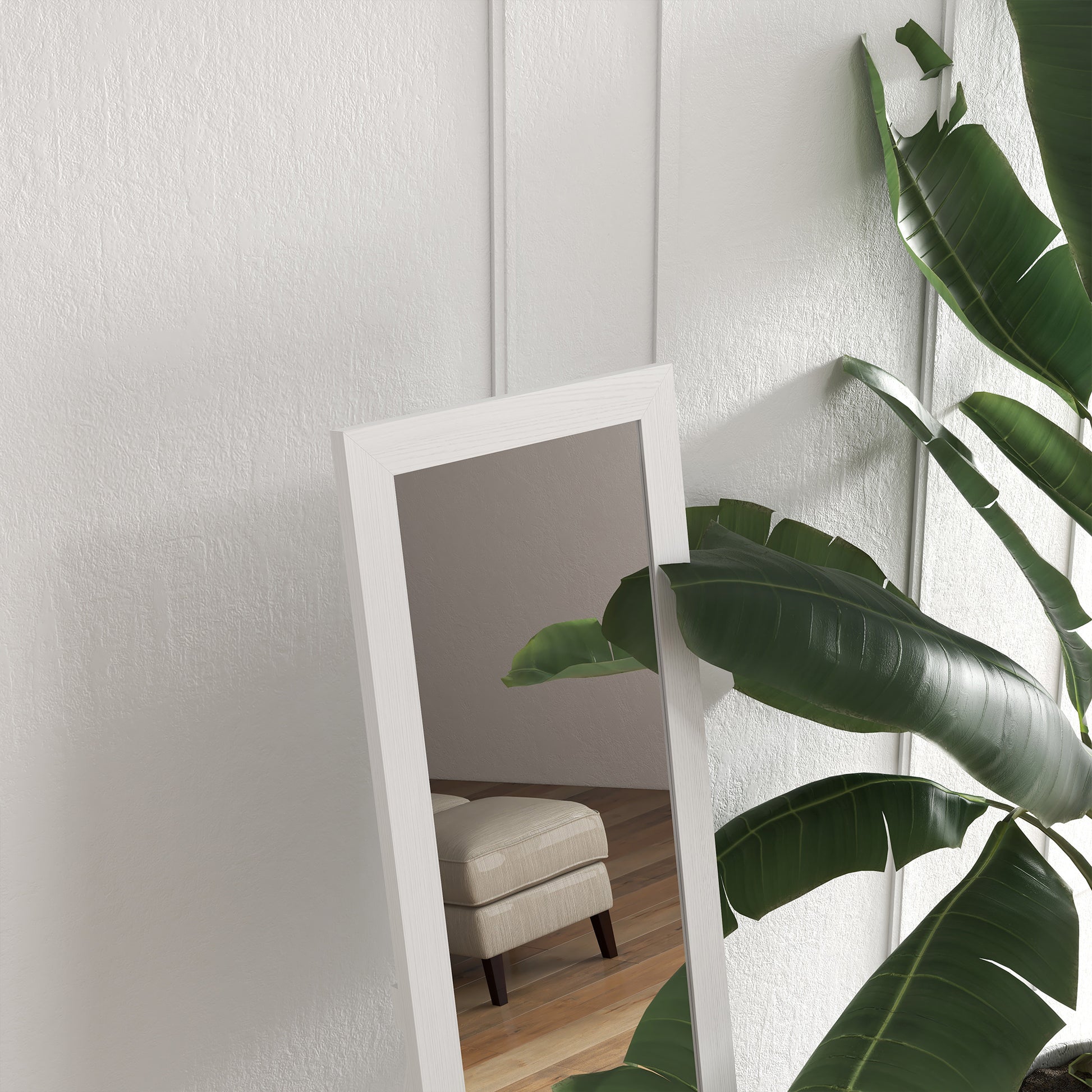 Homcom mirror with MDF frame with feet and hooks for wall use or wall, 37x40x155 cm - Borgè