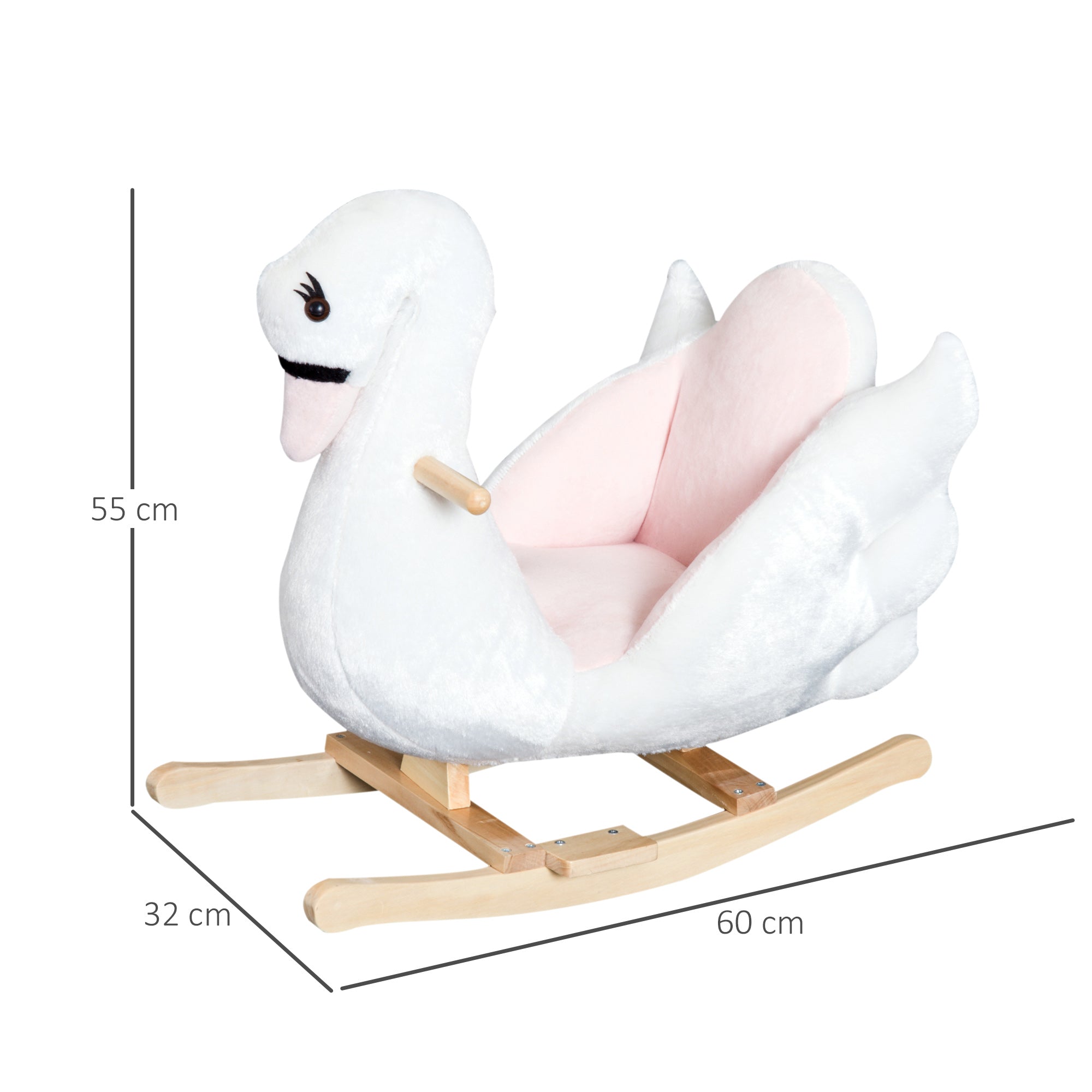 Homcom swan -shaped rocking, metal and wood structure - white - Borgè