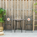3-Piece Garden Furniture Set with 2 Folding Chairs and 1 Coffee Table, Metal and Ceramic - Borge' Group Limited