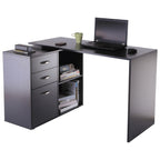 corner desk with chest of drawers, for office and house, LA, black shape - Borgè