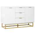 Buffet sideboard with 3 drawers and 2 white doors with golden metal legs - Borgè