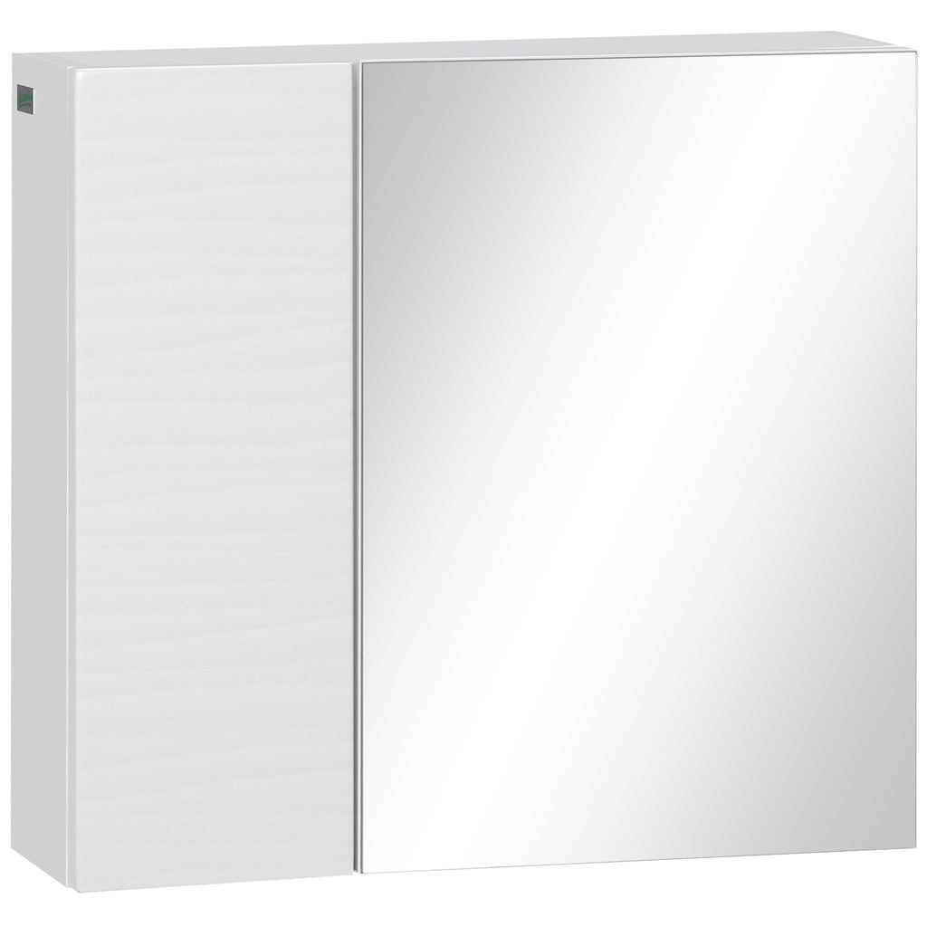 Kleankin Bathroom wardrobe in chipboard and glass with 4 adjustable shelves and wall design, 48x15x45 cm, white - Borgè