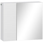 Kleankin Bathroom wardrobe in chipboard and glass with 4 adjustable shelves and wall design, 48x15x45 cm, white - Borgè