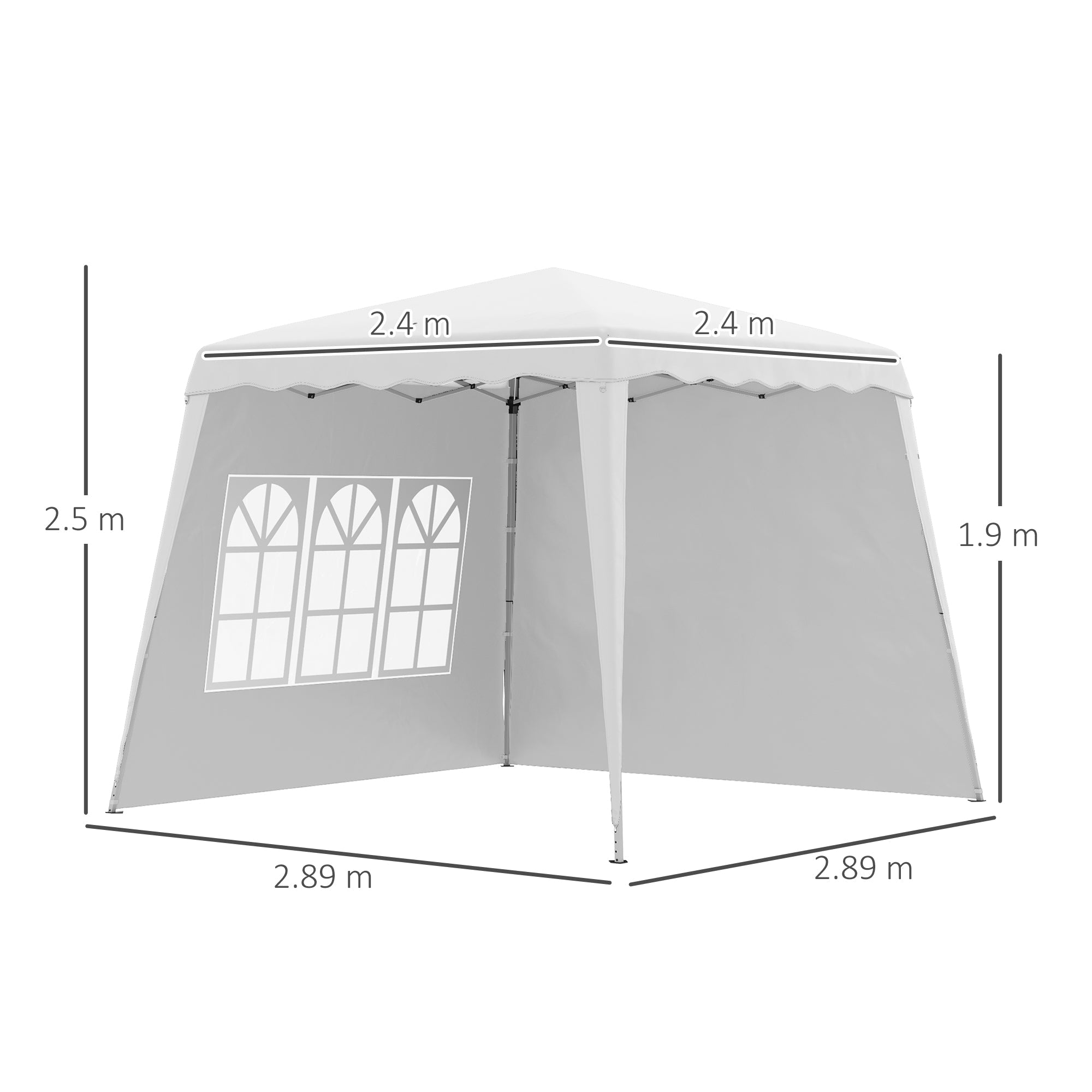 Adjustable Height Folding Garden Gazebo in Steel and Oxford Fabric, 2.4x2.4x2.5m - Borge' Group Limited