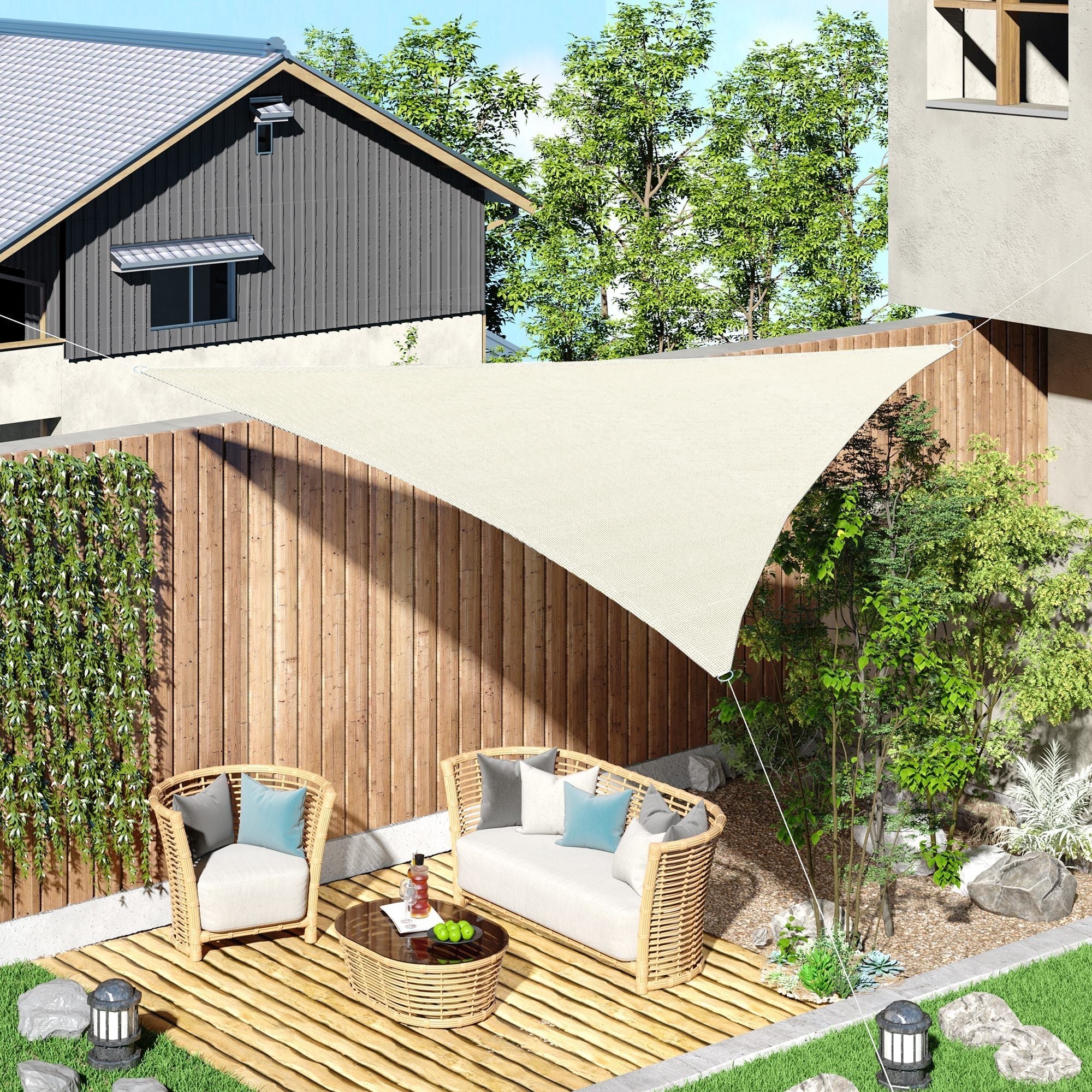 Triangle Sun Shade Tent (Color: Cream, Size: 6x6x6m) - Borge' Group Limited