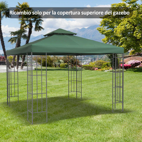 Outsunny coverage for 3x3 m garden gazebo, waterproof anti-UV roof in dark green polyester - Borgè