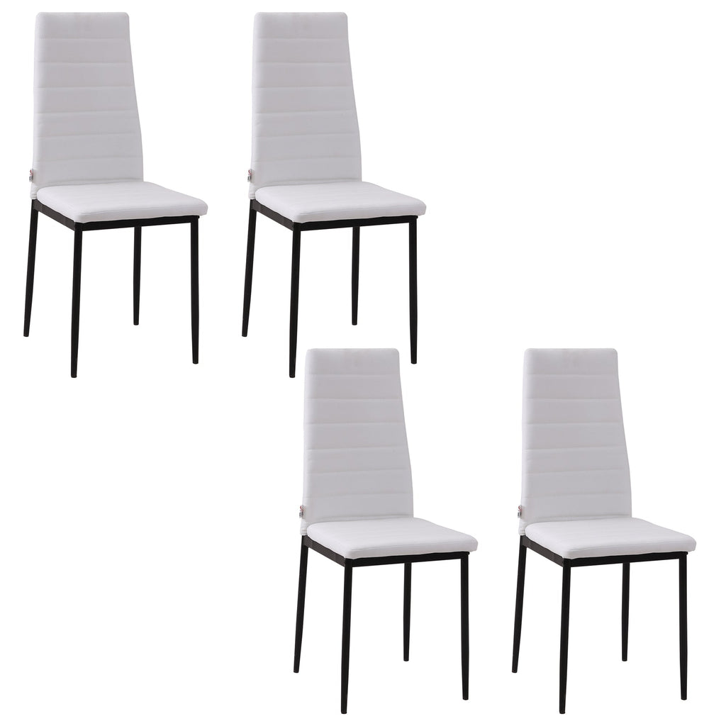 Homcom Set 4 Padded Modern Style Chairs in Metal and Fabric - White - Borgè