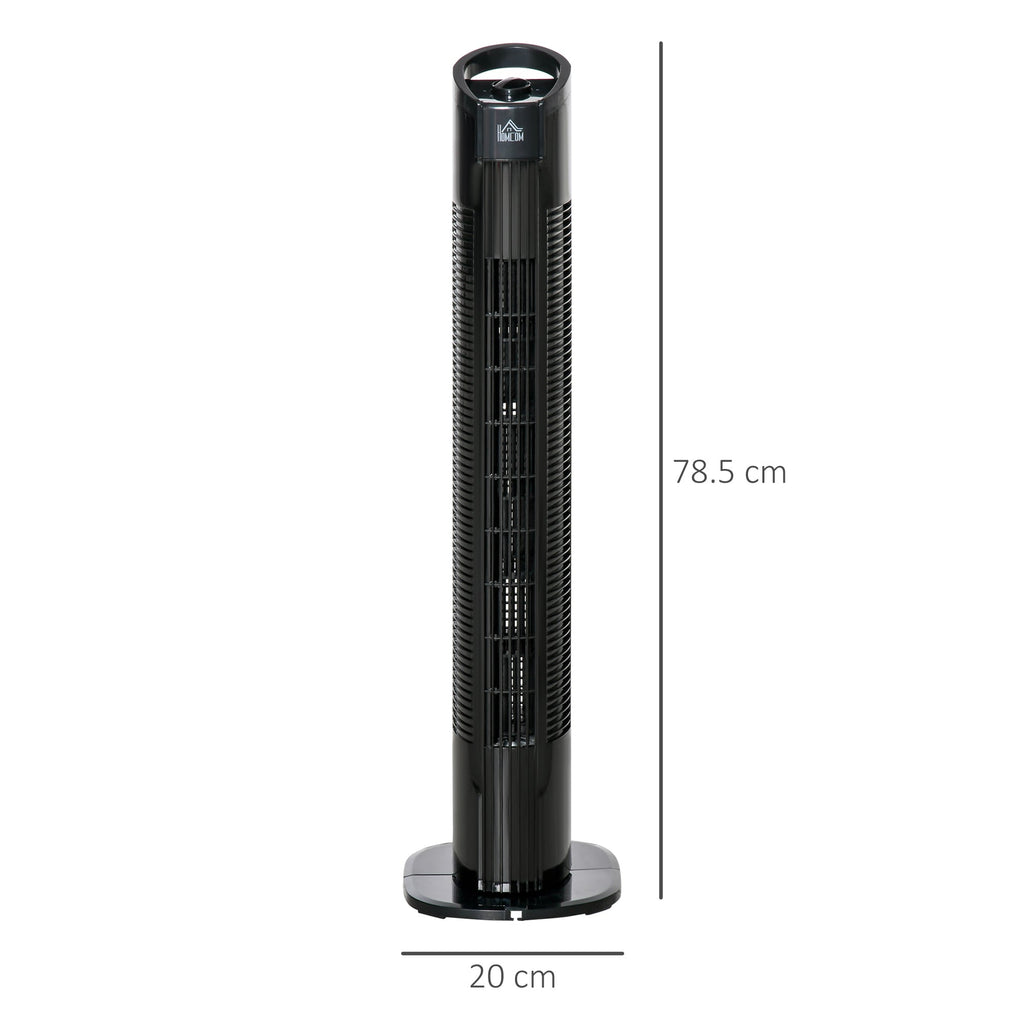 Column 3 -speed ventilator with 70 Â° oscillation, round flat and transport handle, 50W power, Ñ„20x78.5cm black - Borgè