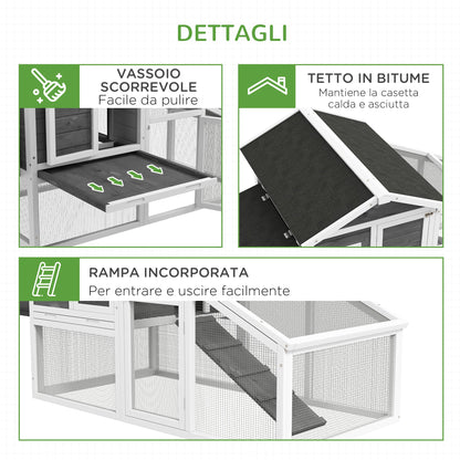 Pawhut cage for chickens or ducks, prefabricated wooden chicken coop with waterproof roof, 178x95x100 cm, grey - Borgè