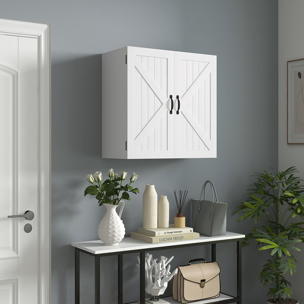 Kleankin Wooden Bathroom Wooden Bathroom Wooden Bathroom With Adjustable Bank, 60x30x60cm, White - Borgè