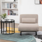 Single Bed armchair with mattress and padded cushion in beige metal frame - Borgè
