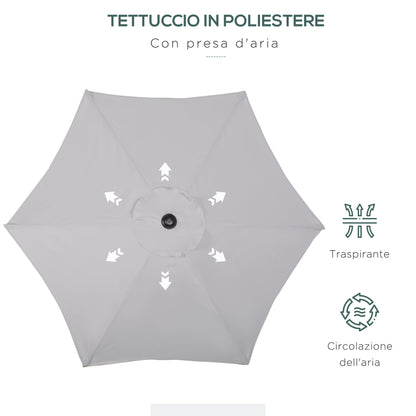 Outusnny Garden umbrella with central aluminum pole, φ196cm, light Grey - Borgè