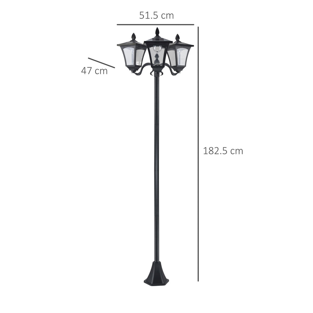Solar Garden Lamp 3 LED Classic Outdoor Floor Lamp IP44 51.5×47×182.5cm - Borge' Group Limited