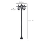 Solar Garden Lamp 3 LED Classic Outdoor Floor Lamp IP44 51.5×47×182.5cm - Borge' Group Limited