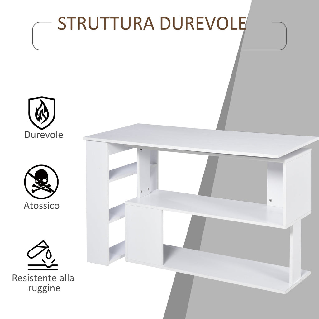 corner desk with 5 white shelves 120 x 100 x 74.5cm - Borgè