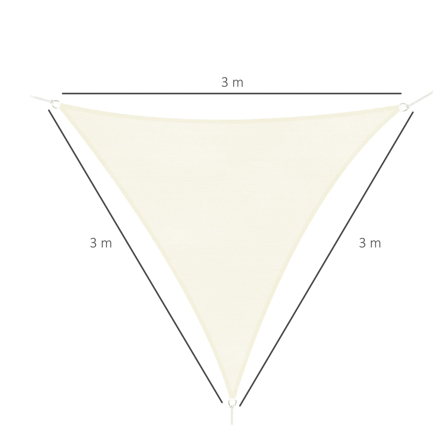 Outsunny triangular sailing curtain, cream white, 3x3x3m - Borgè