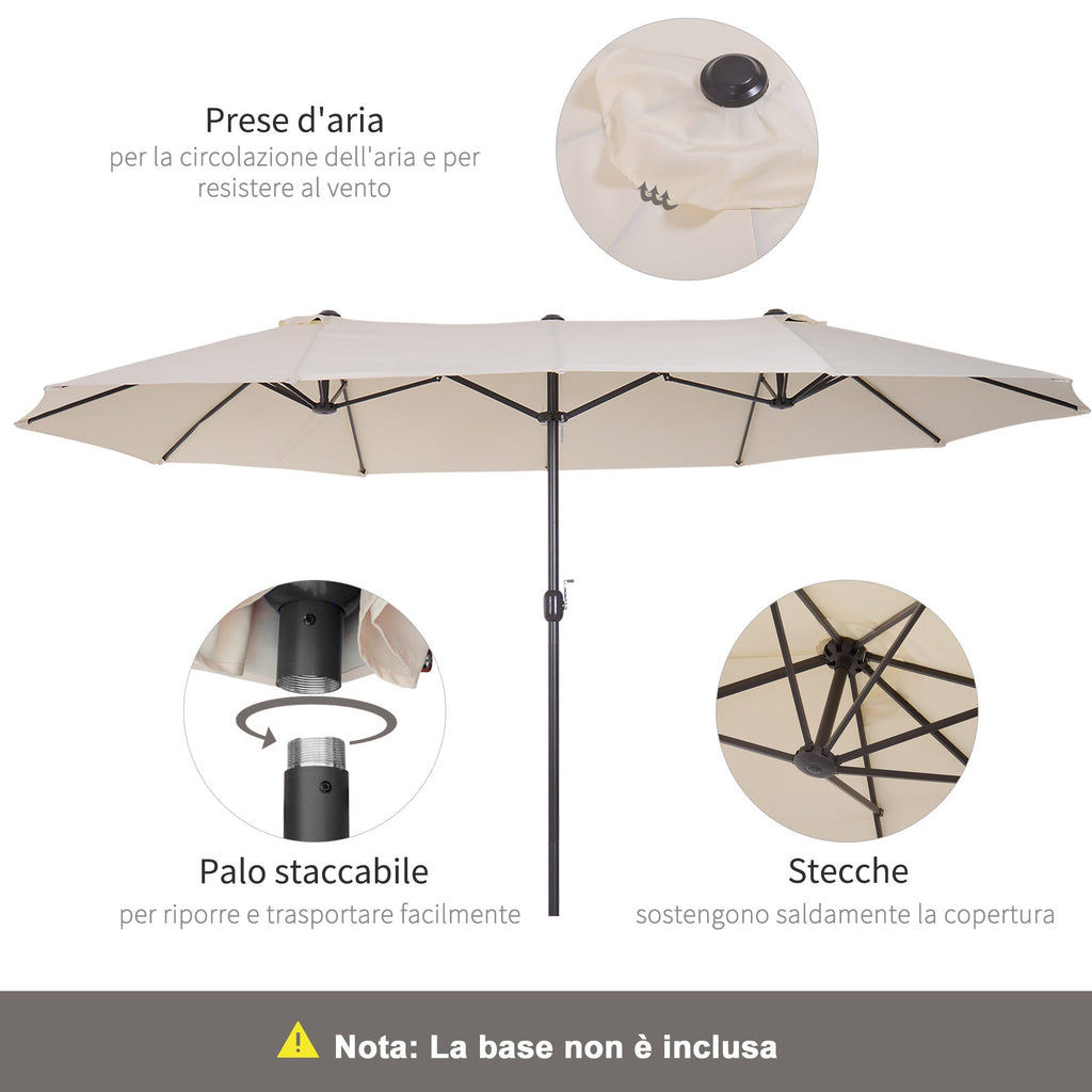 Beige Umbrella Garden Parasol and Double exterior fabric and polyester, 4.55 x 2.4m - Borge' Group Limited
