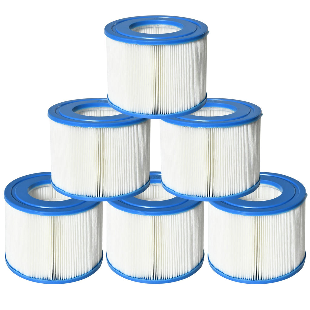 Set of 6 Filters for Inflatable Pools and Spas in Non-Woven Fabric, Ø10.5x8cm, Blue and White - Borge' Group Limited