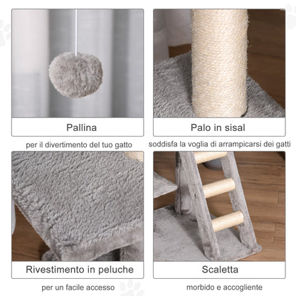 Cat Tree for cats with Scratch Pole | Light Grey - Borgè