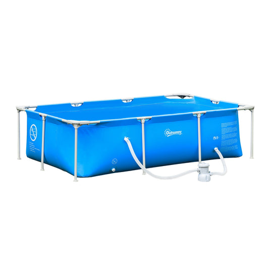 Outsunny outdoor self -supporting swimming pool, rectangular swimming pool above ground with filter and steel valve and pvc, blue, 252x152x65cm - Borgè