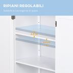 Kleankin Bathroom Cabinet two doors white 60 x 30 x 80cm - Borgè