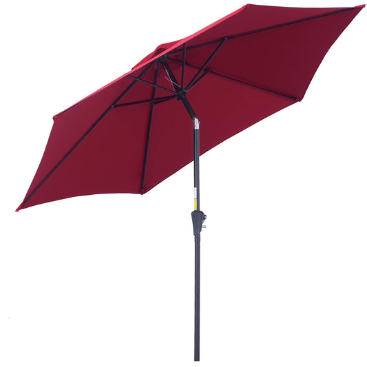 Outsunny inclinable garden umbrella, crank opening, φ2.7x2.35m dark red - Borgè