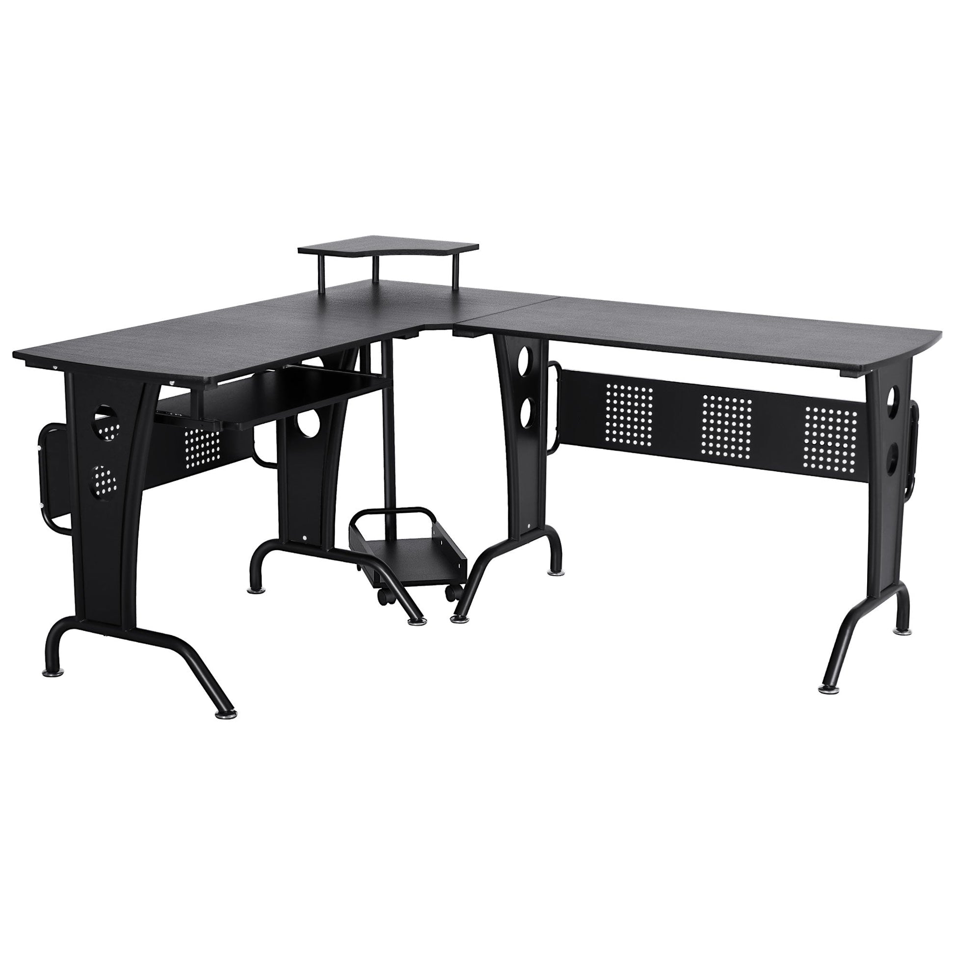 Desk Angular Gaming and Salvaspazio with black removable keyboard shelf - Borgè