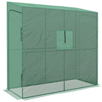 Outsunny Wall Garden greenhouse with 2 roller shown doors and covers in PE Anti UV, 200x80x200cm, Green - Borgè