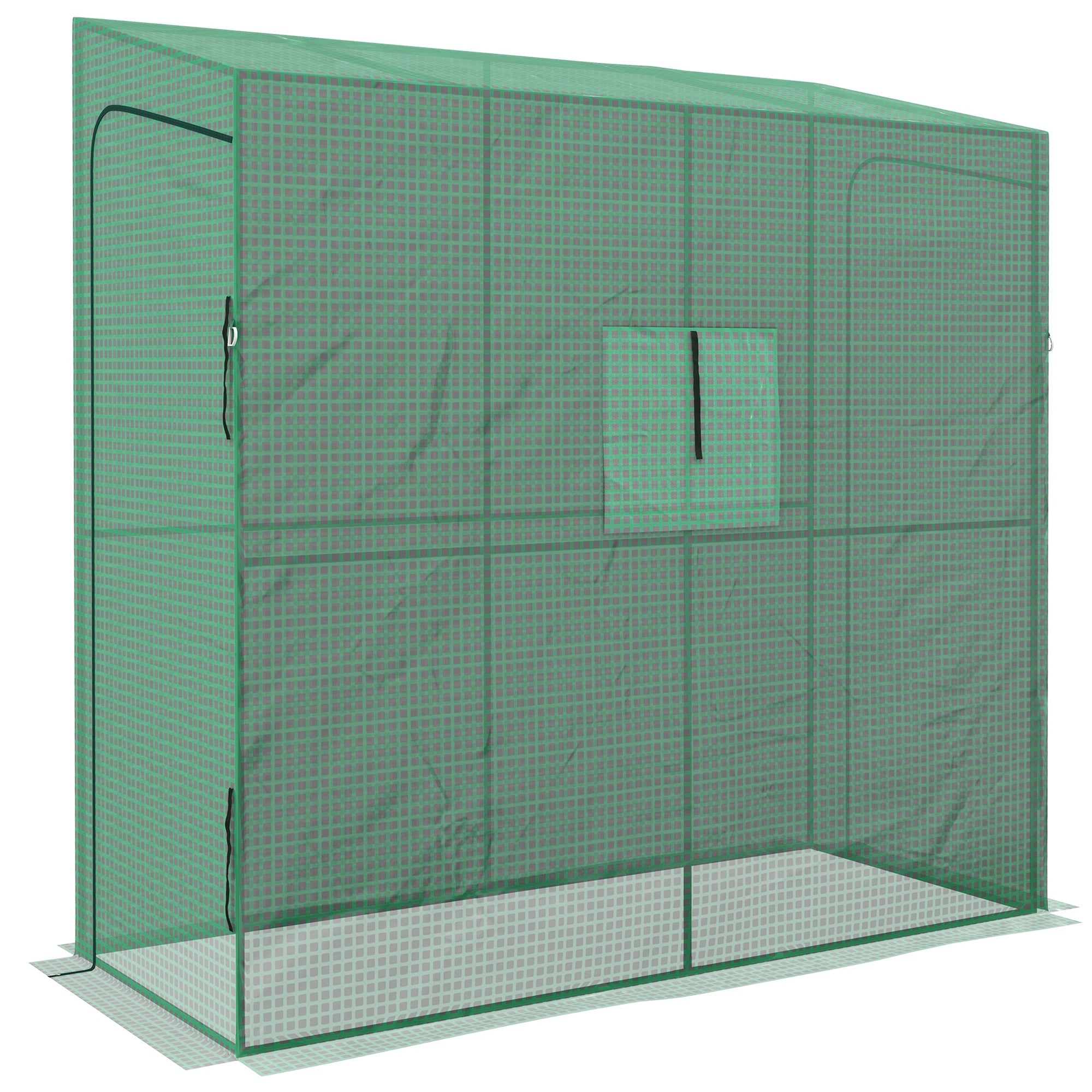 Outsunny Wall Garden greenhouse with 2 roller shown doors and covers in PE Anti UV, 200x80x200cm, Green - Borgè