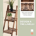 Folding Plant Stand Fir Wood Plant Pot Holder with 3 Tiers Outdoor Plant Shelf Flower Stand 40x37x93cm - Borge' Group Limited