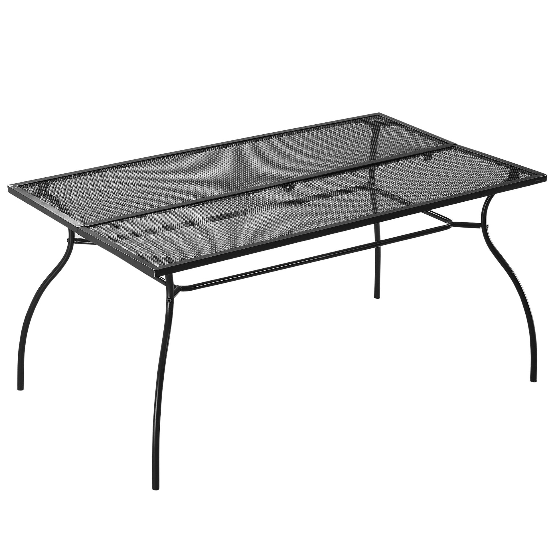 Outsunny rectangular garden table with network support surface, 150x90x73cm, black - Borgè