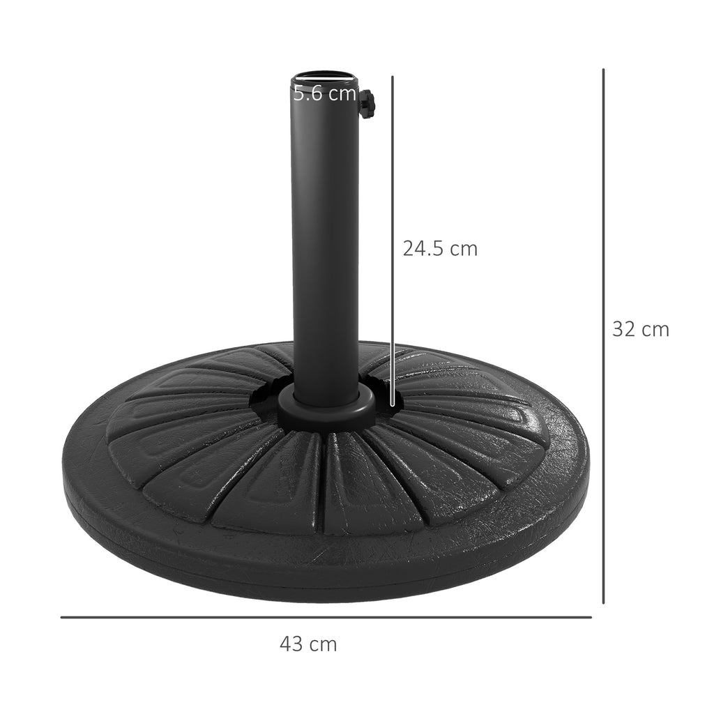 Ã˜43cm 13kg concrete Ã˜43cm round umbrella base for 38mm and 48mm poles, black, black - Borgè