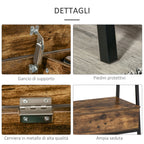 Mobile shoe rack with wood and metal container compartment - brown - Borgè