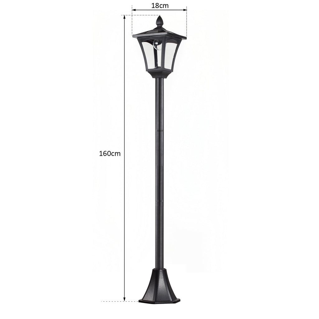 Solar Powered LED Outdoor Street Lamp Garden Light Waterproof IP44 Floor Lamp 18×18×160cm Black - Borge' Group Limited