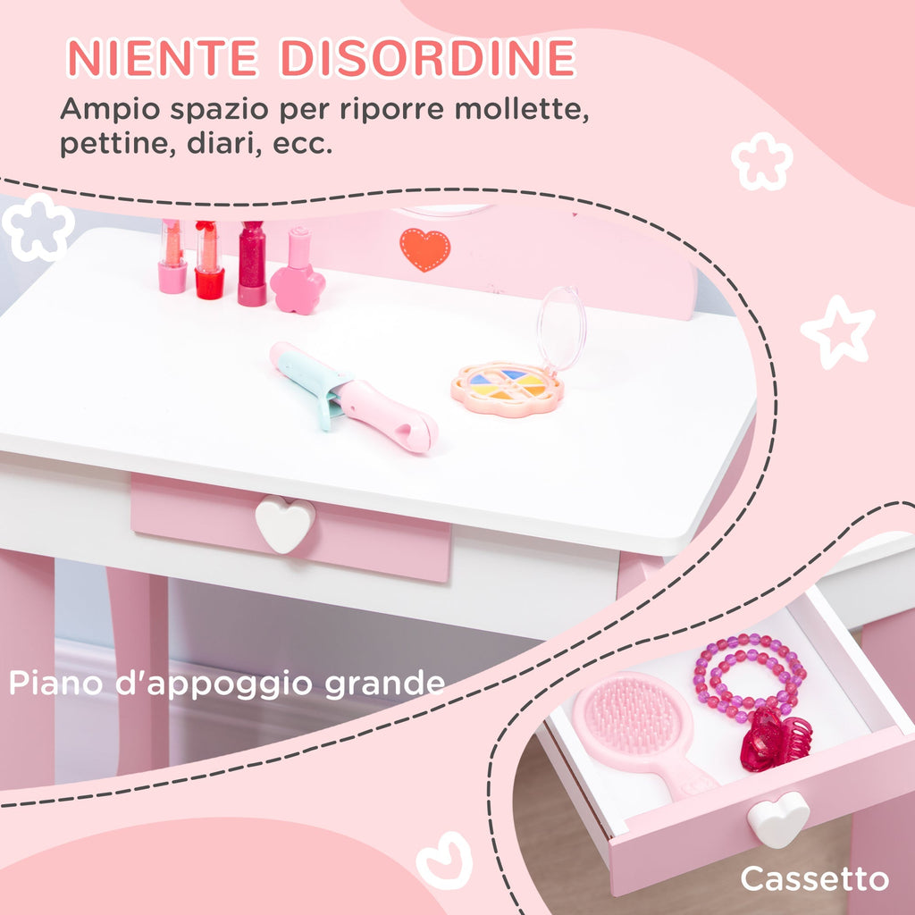 Pink Lady Makeup Table for Kids | Girls Toys 3-6yrs - Borgè