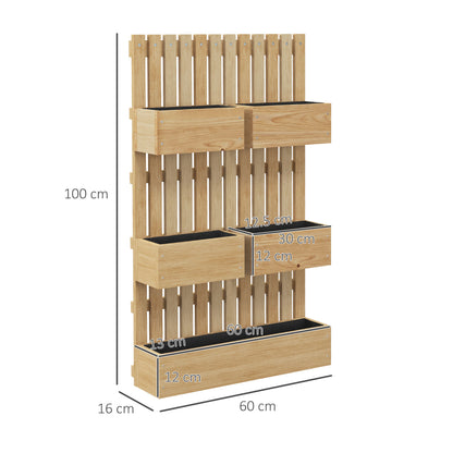 Fioriera outsunny with grilled and drainage holes, fir wood, 60x16x100 cm - Borgè