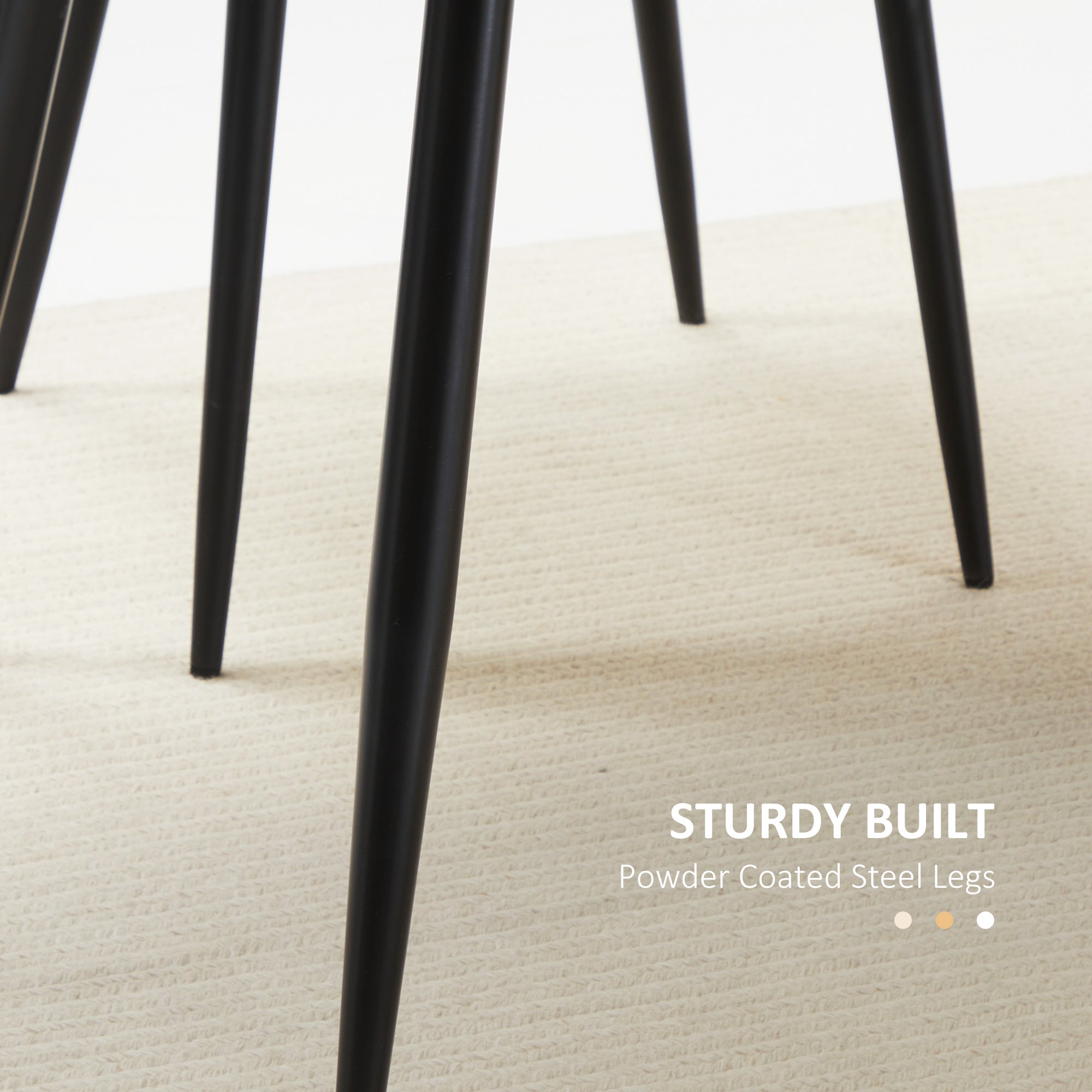 Kitchen table for 4 people in mdf and steel, 140x80x76cm, wood and black color - Borgè