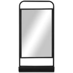 wall mirror with lower shelf and metal structure, 36.2x12x71.7cm, black - Borgè