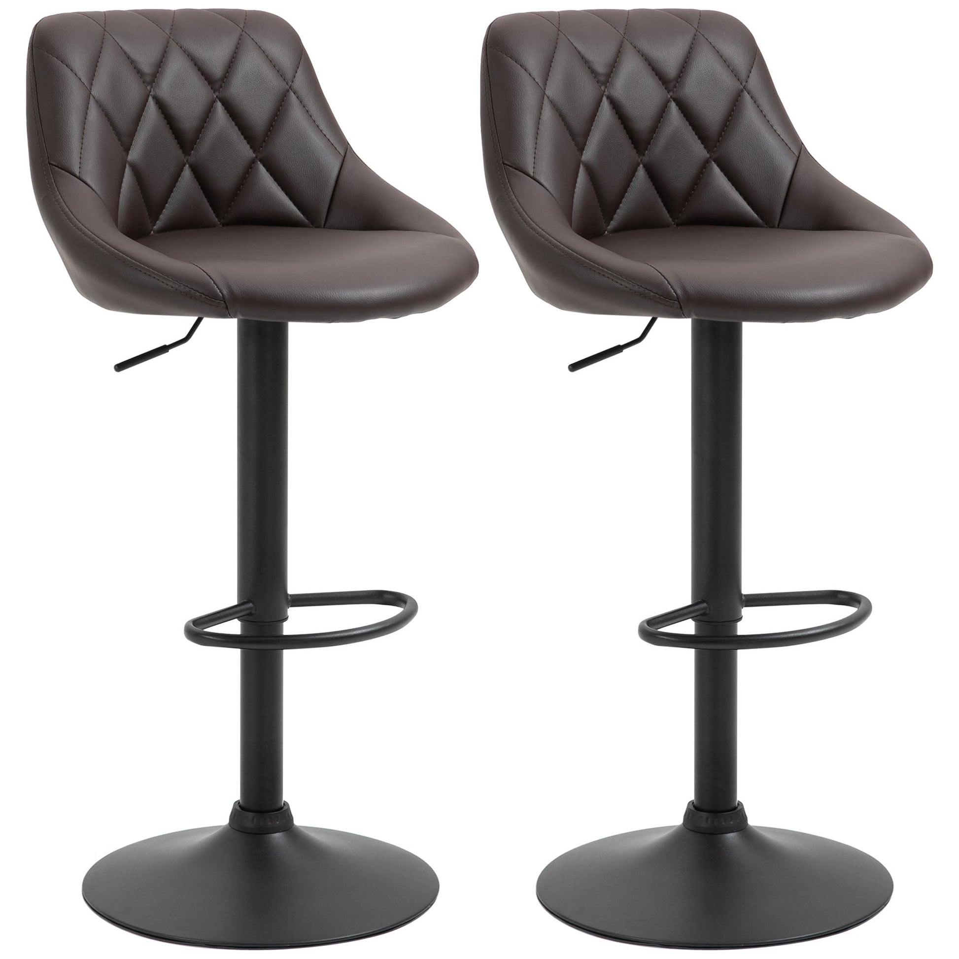 Set 2 swivel design bar stools with adjustable height - brown/black - Borgè